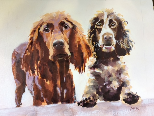 Pet Portraits and Landscape Paintings - Nuttall Art - Red Setter & Spaniel